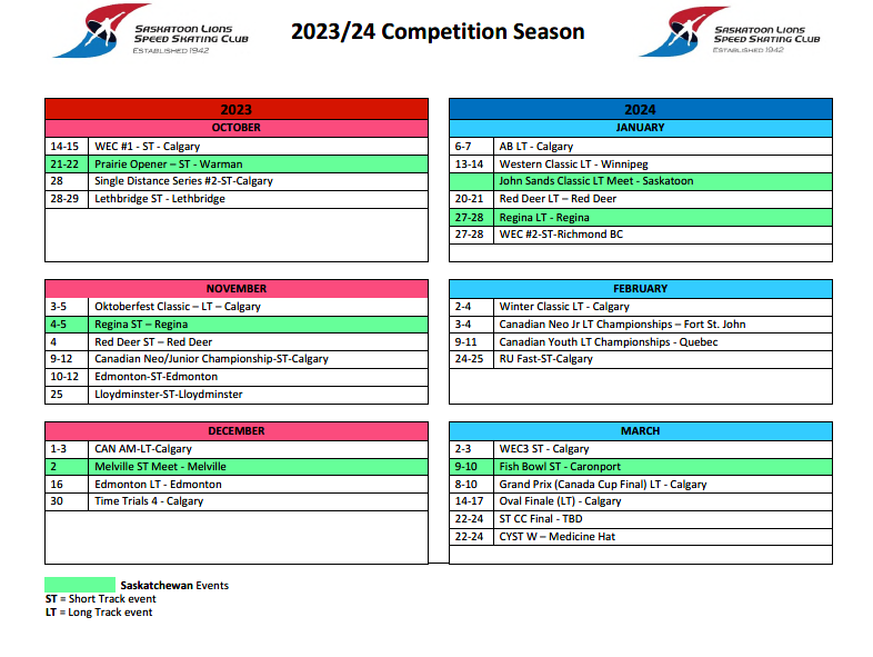 SLSSC 2023-24 Competition Schedule